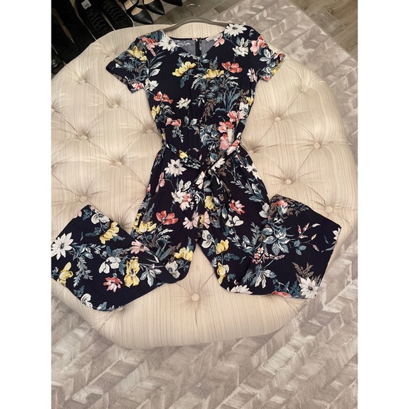 LOFT Pants & Jumpsuits New Loft Floral Jumpsuit With Tie Waist And